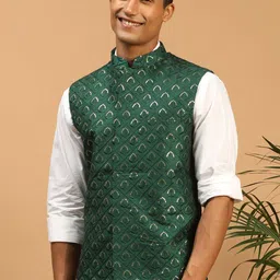SHRESTHA BY VASTRAMAY Men Embellished Woven Nehru Jacket-picture-40