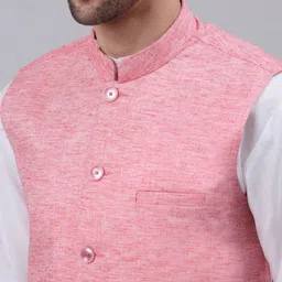 NEUDIS Men Solid Cotton Linen Nehru Jacket image 5
