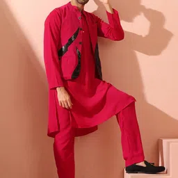 Swtantra Embellished Woven Mandarin Collar Nehru Jacket image 2