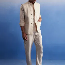 SHVAAS by VASTRAMAY Cotton Nehru Jacket image 5