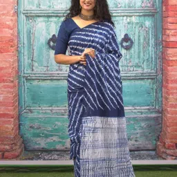 Sanganeri Print Leheriya Pure Cotton Bagru Saree-image-9