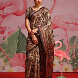 Saree mall Beige & Brown Ethnic Motifs Printed Sarees-image-61