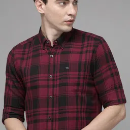 THE BEAR HOUSE Men Maroon Slim Fit Pure Cotton Checked Flannel Slim Fit Casual Shirt-image-20