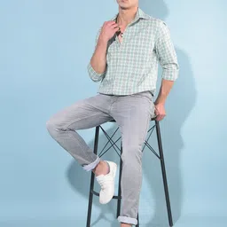 Crimsoune Club Resort Collar Slim Fit Tartan Checked Casual Shirt image 1