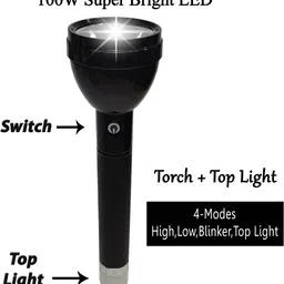 zfx 1 Km Long Range Led 2 in 1 Torch Light Rechargeable With Dual Lithium Battery Torch image 2