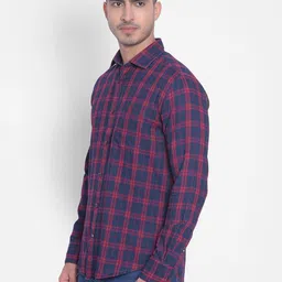 Crimsoune Club Slim Fit Tartan Checked Spread Collar Pure Cotton Casual Shirt image 3