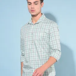 Crimsoune Club Resort Collar Slim Fit Tartan Checked Casual Shirt image 5