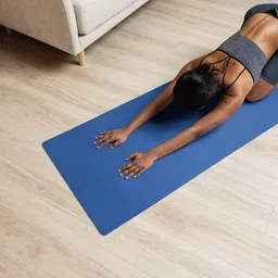 shanvi enterprises Blue Yoga Mat Anti-Skid & Eco-Friendly | Unisex Non-Slip, Lightweight & Durable Blue 6 mm Yoga Mat image 3