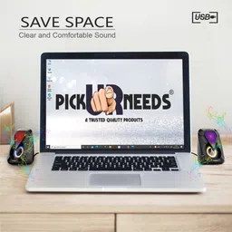 Pick Ur Needs Multimedia Sound Bass Speakers with Colourful LED Modes System for PC Laptop 3 W Laptop/Desktop Speaker image 3