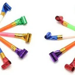 vr creatives Kids Birthday Party Sports Noise Maker Blowouts Fun Whistles Trumpet Paper Horn Blowout Supplies Pack of 20 Multicolored Pea Whistle-picture-24