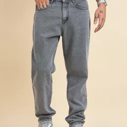 studio nexx Men Loose Fit Mid Rise Grey Jeans-picture-10