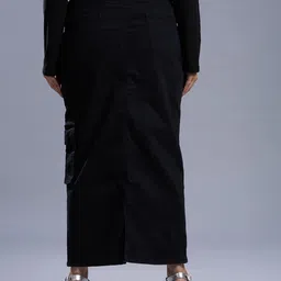 turning blue Women Solid Pencil Black Skirt image 2