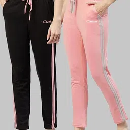 clothina Pack of 2 Women Solid Multicolor Track Pants-picture-11