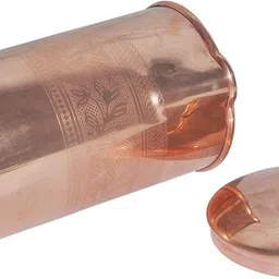 prisha india craft Pure Copper Picture With 2 Tumblers Best Quality For Ayurveda Healing Jug Glass Set image 3