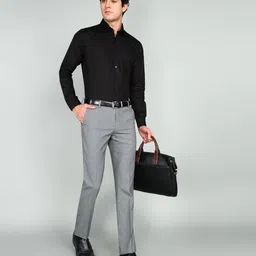 arrow Men Tapered Grey Polyester Trousers image 2