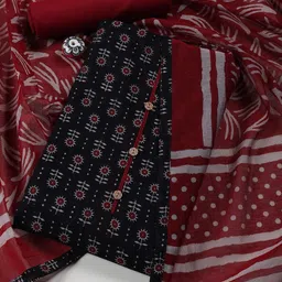 meena bazaar Unstitched Cotton Blend Salwar Suit Material Printed image 1