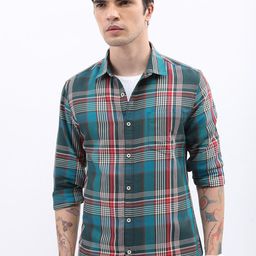 HIGHLANDER Slim Fit Tartan Checks Opaque Casual Shirt-image-80