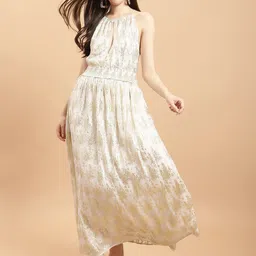 WESTCLO Ethnic Motifs Printed Smocked Detailed Halter Neck Maxi Dress-picture-16