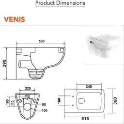 joyo cera Water Closet, Commode With Soft Close Toilet Seat Meta Wall Mounted Water Closet P trap With Soft Close Seat Cover Western Commode image 5