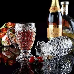 convoke Crystal Clear Pineapple Shaped Whiskey Glasses Fancy Glass with Handle Glass Set Whisky Glass image 3