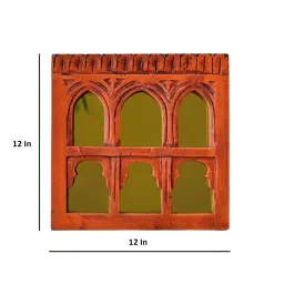 yellow verandah Orange Merwar Jharokha Wooden Wall Mirror image 3