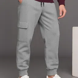 tripr Men Night Suit Set Maroon, Grey Solid image 5