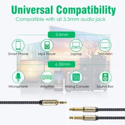 AGARO 3.5mm Aux to 6.35mm Aux Mono Cable 2M Combo Set image 4