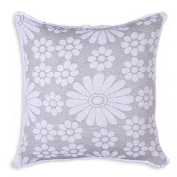Saral Home Grey & White Set of 2 Floral Square Cushion Covers image 2