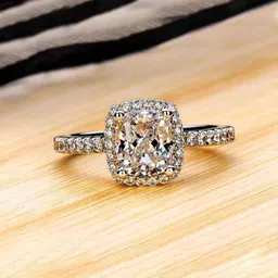 Yellow Chimes Women Silver-Plated & White Sparkling Crystal Square Shaped  Finger Ring-image-53