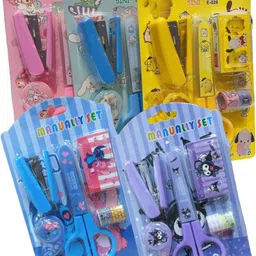 shuangyou 5-in-1 Stationery Set Kawaii Scissor, Washi Tape, Mini Size Stapler with pin Geometry Box image 3