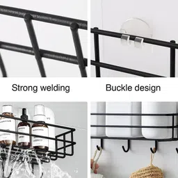 divine dwelling Self Adhesive Bathroom Shelf Cast Iron Wall Shelf image 4