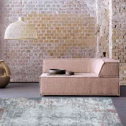 apco Grey Abstract Polypropylene 5 ft x 7 ft Machine Made Carpet image 1