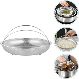 mantavya Stainless Steel Kitchen Fruit Vegetable Rice Washing Baskets Strainer Drainer Collapsible Colander image 2