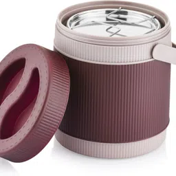 blal DELLAS Insulated Hot Lunch Box With 3 SS Container 400ML Brown 3 Containers Lunch Box-picture-14