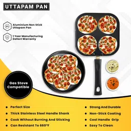 rbgiit 4in1 Mini Pancake Maker Mini Crepe Uttapam Pan Pancake Moulds Aluminium B5 Tawa 19.5 cm diameter image 3