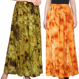 tnq Pack of 2 Women Flared Green Viscose Rayon Trousers-picture-26