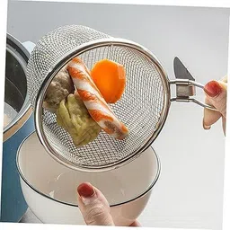 faymor Mini Stainless Steel Frying Basket | Mesh Strainer with Handle for Snacks Strainer image 2