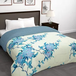 Story@home Blue & Cream Floral 180 GSM AC Room Reversible Double Bed Comforter-picture-41