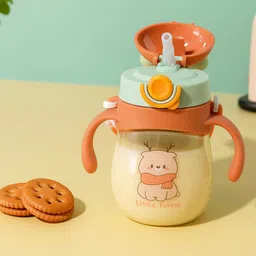 fishy Eco-friendly Baby Water Bottle For Kids With Soft Silicone Straw & Strap-300ml image 2