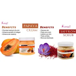 FEELHIGH Combo Of Papaya Moisturising Cream & Saffron Scrub - 500ml Each image 2