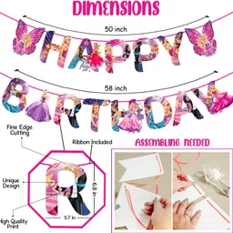 zyozi Barby Princess Birthday Decorations -Banner,Balloons,CupCake Topper (Pack Of 43) image 3