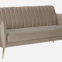 casacraft from pepperfry Fidel Velvet 3 Seater Sofa In Beige Colour image 4