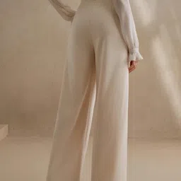 kotty Women Relaxed Beige Viscose Rayon Trousers image 4