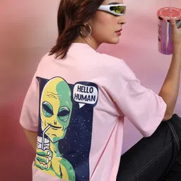 tokyo talkies Women Printed, Typography Round Neck Cotton Blend Pink T-Shirt-picture-20