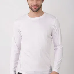 kaspy Men Solid Round Neck Polyester White T-Shirt-picture-12