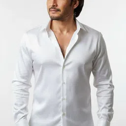 seventeenstitch Men Regular Fit Solid, Self Design Spread Collar Casual Shirt image 3