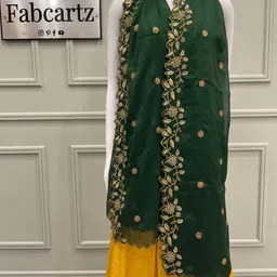 payu Chiffon Embroidered Green Women Dupatta-picture-12