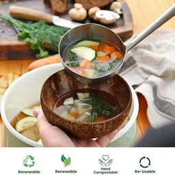 nature maa Wooden Sauce Bowl Pack Of 2 Coconut Shell Bowl Eco-Friendly Handmade for Smoothie,Salad,Breakfast image 3