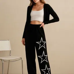 avyara Women Printed Black Track Pants-picture-17