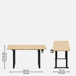 green soul Alex Writing Table in Brown Finish With Adjustable Height image 2